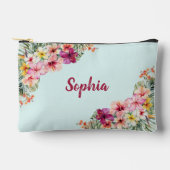 Monogram Pink Hibiskus Blume Tropenflora Zubehörtasche (Vorderseite)