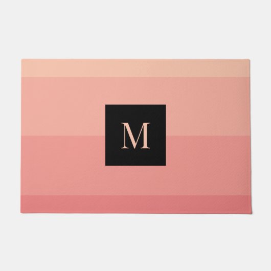Monogram Pink Horizontal Stripe Feminine Girl Fußmatte (Vorderseite)