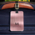Monogram Pink Imitat Metal Steel Personalisiert ge Gepäckanhänger<br><div class="desc">Monogram Pink Imitat Metal Steel Styling Personalisiert Luggage Tag</div>