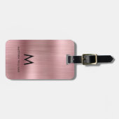 Monogram Pink Imitat Metal Steel Personalisiert ge Gepäckanhänger (Vorderseite horizontal)