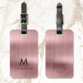 Monogram Pink Imitat Metal Steel Personalisiert ge Gepäckanhänger