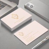 Monogram Pink Imitate Gold Vintag Wappen Initial Visitenkarte