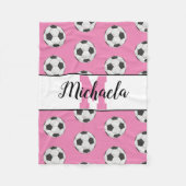 Monogram Pink Initial Soccer Ball Muster Fleecedecke (Vorderseite)