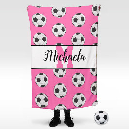 Monogram Pink Initial Soccer Ball Muster Fleecedecke