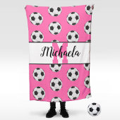Monogram Pink Initial Soccer Ball Muster Fleecedecke