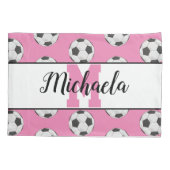 Monogram Pink Initial Soccer Ball Muster Kissenbezug (Rückseite)
