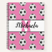 Monogram Pink Initial Soccer Ball Muster Notizblock (Vorderseite)