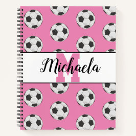Monogram Pink Initial Soccer Ball Muster Notizblock