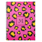 Monogram Pink Leopard Print Animal Cheetah Initial Notizblock (Vorderseite)