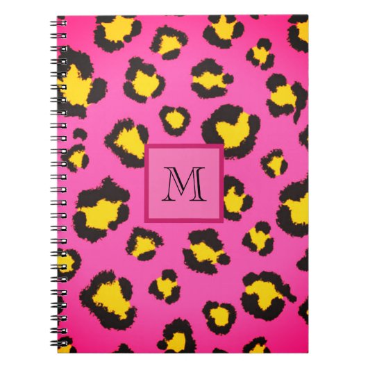 Monogram Pink Leopard Print Animal Cheetah Initial Notizblock (Vorderseite)