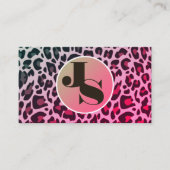Monogram Pink Leopard Print Rockabilly Muster Visitenkarte (Vorderseite)