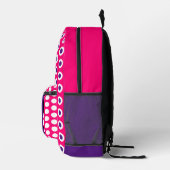 Monogram Pink Lila Polka Dots Bedruckter Rucksack (Rechts)