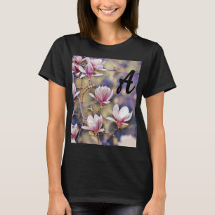 Monogram Pink magnolia Ast Aquarell lila T-Shirt
