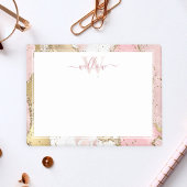 Monogram Pink Marble Gold Foil Graphic Post-it Klebezettel