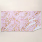 Monogram Pink Marble Gold Glitzer Strandtuch (Vorderseite)