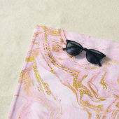 Monogram Pink Marble Gold Glitzer Strandtuch (Beispiel)