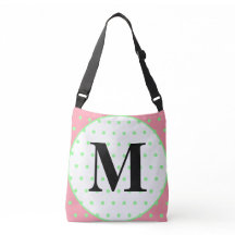 Monogram Pink Mint Green Polka Dots