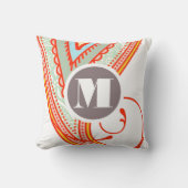 Monogram Pink Mint Taupe Modernes Blumenkissen Kissen (Vorderseite)