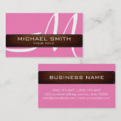Monogram Pink Modern Leather Look Visitenkarte (Vorne/Hinten)
