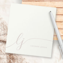 Monogram Pink Moderne Minimal Feminine Rose Elfenb