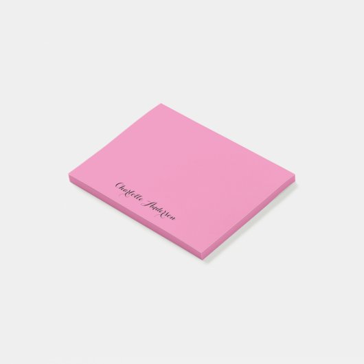 Monogram Pink Moderne Minimalistische Feminine Post-it Klebezettel (angewinkelt)