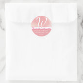 Monogram Pink Name Name Adresse Runder Aufkleber (Tasche)