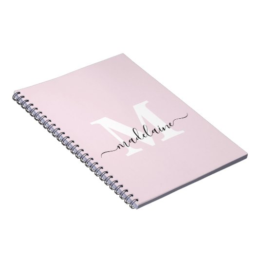 Monogram Pink Notebook Custom Initial & Name Notizblock (Rechte Seite)