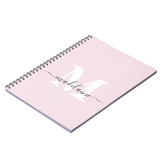 Monogram Pink Notebook Custom Initial & Name Notizblock (Linke Seite)