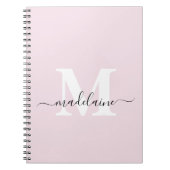 Monogram Pink Notebook Custom Initial & Name Notizblock (Vorderseite)