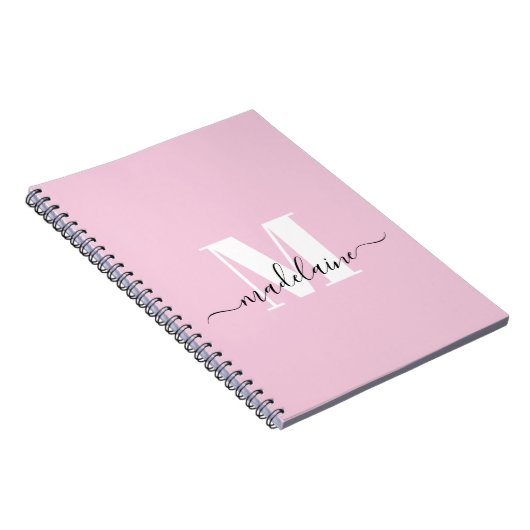 Monogram Pink Notebook Custom Initial & Name Notizblock (Rechte Seite)