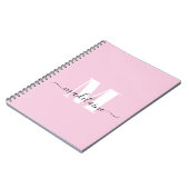 Monogram Pink Notebook Custom Initial & Name Notizblock (Linke Seite)