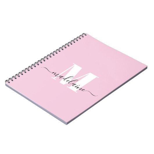 Monogram Pink Notebook Custom Initial & Name Notizblock (Linke Seite)