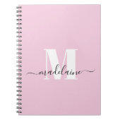 Monogram Pink Notebook Custom Initial & Name Notizblock (Vorderseite)