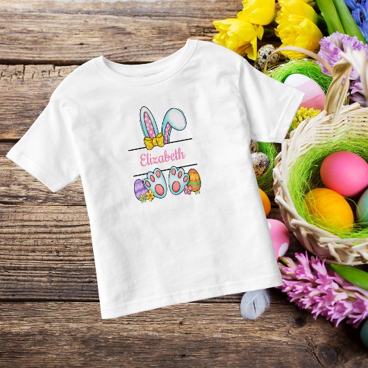 Monogram Pink Oaster Bunny Kindermädchen Ostern Kleinkind T-shirt