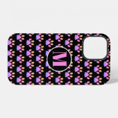 Monogram Pink Paw Print iPhone Hülle (Rückseite (Horizontal))