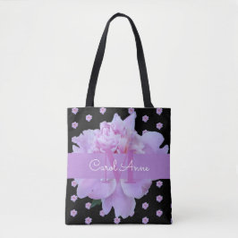 Monogram Pink Peony Floral Lila Classic Black Tasche