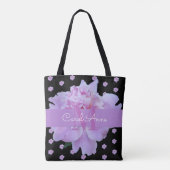 Monogram Pink Peony Floral Lila Classic Black Tasche (Rückseite)