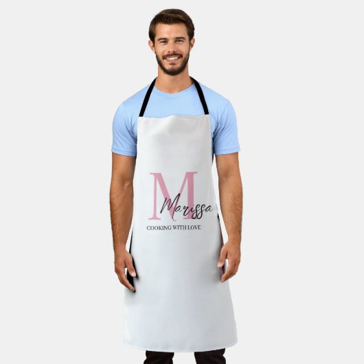 Monogram Pink Personalisiert Name Schürze (Getragen)