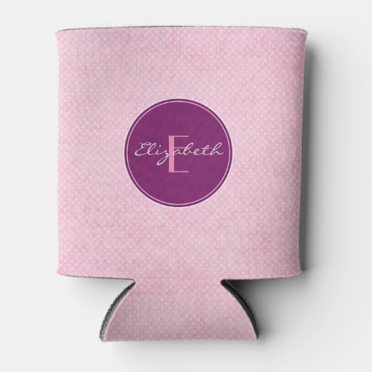 Monogram Pink Polka Dots Dosenkühler (Vorderseite)