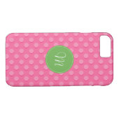 Monogram Pink Polka Dots Muster iPhone Case (Rückseite (Horizontal))