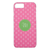 Monogram Pink Polka Dots Muster iPhone Case (Rückseite)