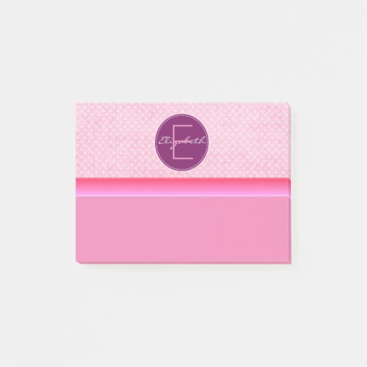 Monogram Pink Polka Dots Post-it Klebezettel (Vorderseite)