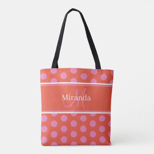 Monogram Pink Polka Dots Tasche (Rückseite)