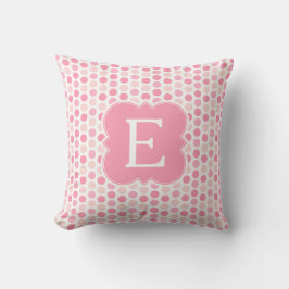 Monogram Pink Polka Dots Toss Pillow Kissen