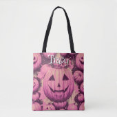 Monogram Pink Pumpkin Halloween Tasche (Vorderseite)