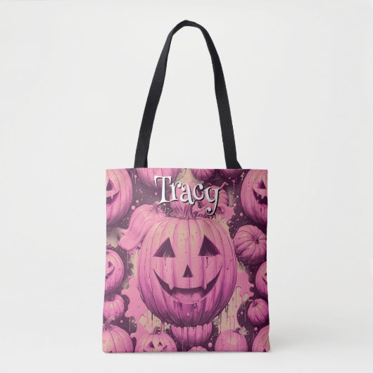 Monogram Pink Pumpkin Halloween Tasche (Vorderseite)