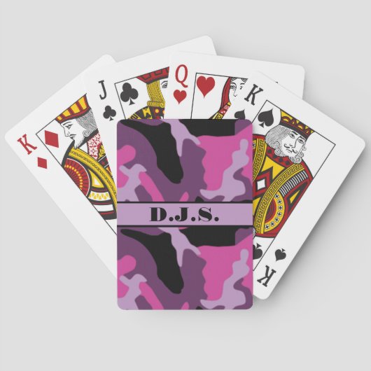 Monogram Pink, Purple, Black Camo Playing Cards Spielkarten (Rückseite)