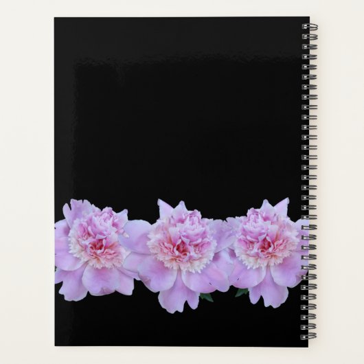 Monogram Pink Purple Peonies Chic Retro Typography Planer (Rückseite)