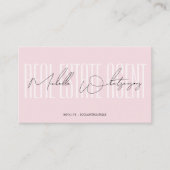 Monogram pink REAL ESTATE AGENT modern script Visitenkarte (Vorderseite)