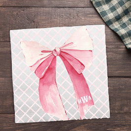 Monogram Pink Ribbon Coquette Napkin Serviette